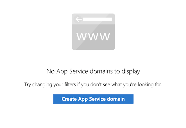 Create App Service Domain button