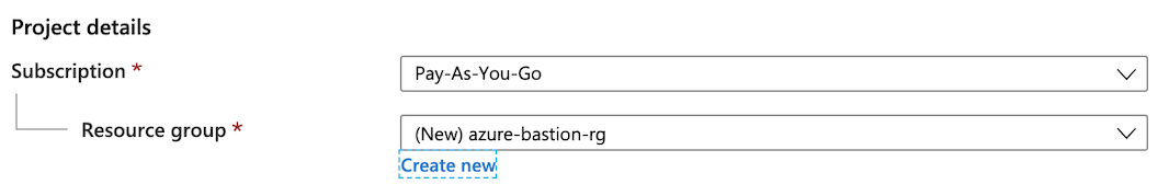 Azure Bastion project-details