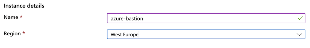 Azure Bastion instance-details