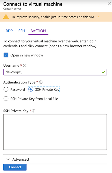 Azure Bastion connect