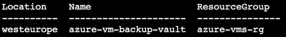 Azure backup vault